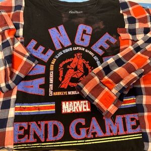 Avengers Band Tee Plaid Flannel